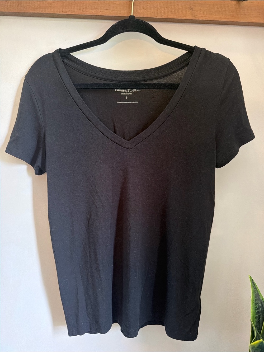 Express Women's Black V-Neck Short Sleeve Tee